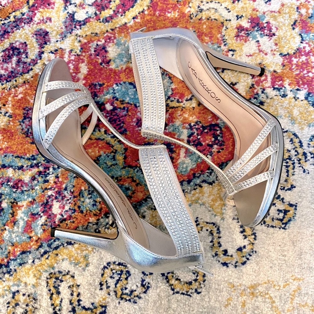Caparros silver rhinestone evening sandals -size 8